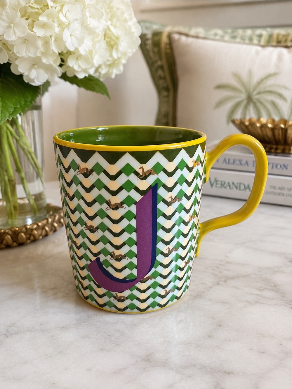 Anthropologie Parker Stoneware Monogram Mug – “J”